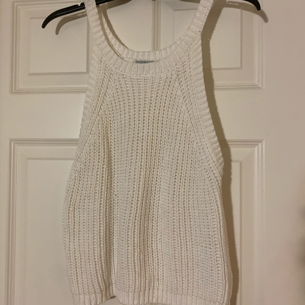 charlotte russe white knit sweater tank top